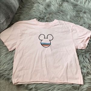 Light Pink Embroidered Disney Crop Top